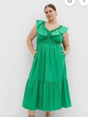 City Chic Emerald Green Ruffle Maxi Dress